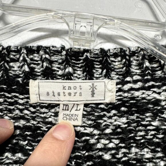 Knot Sisters Cardigan Sweater Mohair Dolman Black Knit Open Front Women sz M / L - Picture 5 of 9